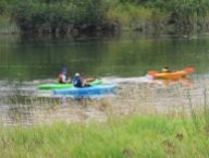 Colourful kayakers